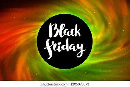 Dark Red, Yellow vector texture with a black hole, galaxy. Illustration with colorful milky way stars and a black hole. Template for Black Friday sales.