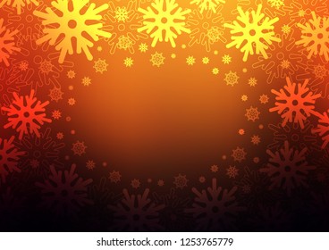 Dark Red, Yellow vector texture with colored snowflakes. Glitter abstract illustration with crystals of ice. New year design for your ad, poster, banner.
