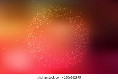 Dark Red, Yellow vector texture with milky way stars. Blurred decorative design in simple style with galaxy stars. Pattern for futuristic ad, booklets.