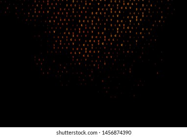 Dark Red, Yellow vector texture with financial symbols. Blurred design in with symbols of EUR, JPY, GBP. The pattern can be used for ad, booklets, leaflets of banks.