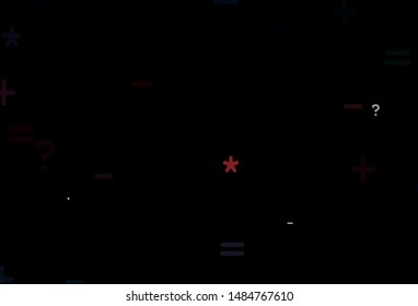 Dark Red, Yellow vector texture with mathematic symbols. Abstract illustration with colored algebra signs. Smart design for university advert.