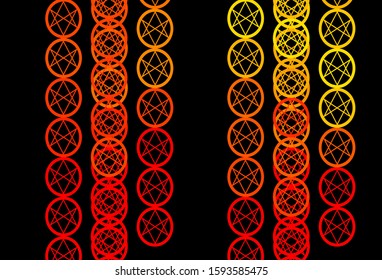 Dark Red, Yellow vector texture with religion symbols. Colorful mystic symbols with a gradient in ancient style. Background for esoteric, mystic designs.