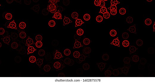 Dark Red, Yellow vector texture with religion symbols. Illustration with magical signs of spiritual power. Design for magic, spiritual events.