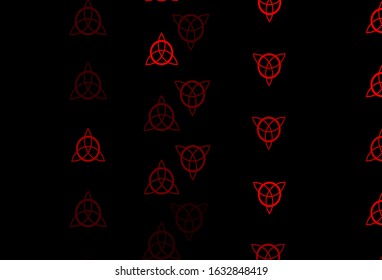 Dark Red, Yellow vector texture with religion symbols. Colorful vintage illustration with gradient alchemy shapes. Design for magic, spiritual events.