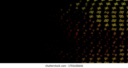Dark Red, Yellow vector texture with religion symbols. Illustration with magical signs of spiritual power. Best design halloween events.