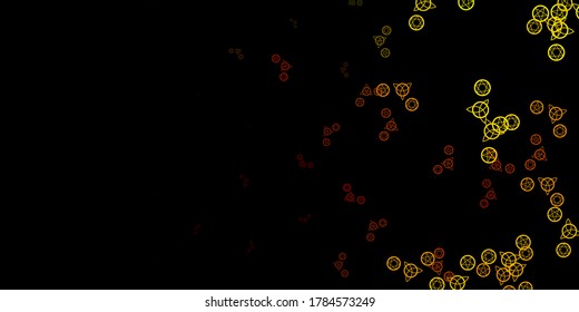 Dark Red, Yellow vector texture with religion symbols. Colorful mystic symbols with a gradient in ancient style. Background for esoteric, mystic designs.