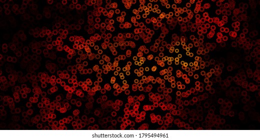 Dark red, yellow vector texture with disks. Illustration with set of shining colorful abstract spheres. Design for your commercials.