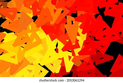 Color rojo oscuro, textura vectorial amarilla con estilo triangular. Ilustración abstracta moderna con triángulos coloridos. Patrón de folletos y folletos