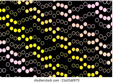 Dark Red, Yellow vector texture with disks. Illustration with set of shining colorful abstract circles. Pattern of water, rain drops.