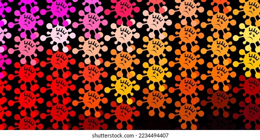 Dark red, yellow vector texture with disease symbols. Simple design in abstract style with infection forms. Simple drawing against danger fever.