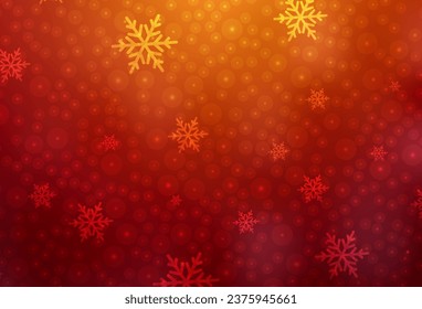 Dark Red, Yellow vector texture in birthday style. Abstract illustration with Xmas balls and snowflakes. Best design for a college poster, banner.