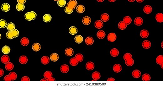 Dark red, yellow vector texture with disease symbols. Smart illustration with covid signs in decorative style. Simple design against epidemic information.