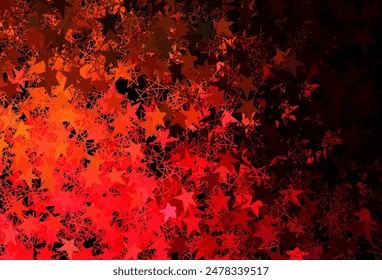 Dunkelrot, gelbe Vektorgrafik mit farbigen Schneeflocken, Sternen. Gradient bunte Illustration mit Schnee im Weihnachtsstil. Muster für Neuen Jahre Websites.