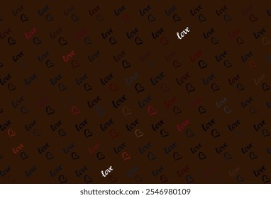 Dark Red, Yellow vector texture with lovely hearts. Beautiful celebration style hearts on abstract illustration. Pattern for carnival, festival romantic leaflets.