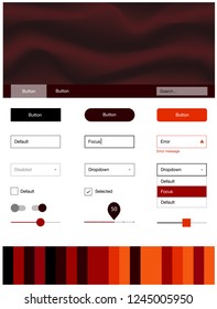 Dark Red, Yellow vector ui ux kit with lines, ovals. Shining curly illustration in marble style with gradient. Beautiful layout for websites, landing pages.