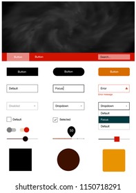 Dark Red, Yellow vector web ui kit with nebula stars. Web ui kit with abstract gradient clouds in its header. Beautiful layout for websites, landing pages.