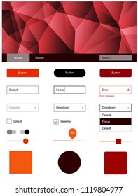 Dark Red, Yellow vector wireframe kit with crystals. Decorative ui kit design in abstract style with colorful crystals. Simple colorful design for websites.