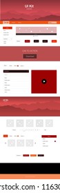 Dark Red, Yellow vector wireframe kit with nature. Web ui kit with abstract gradient hills in its header. Template for landing pages of leisure.