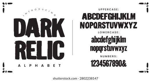 Dark Relic vintage distressed eroded slab serif font with rugged weathered antique letterpress look