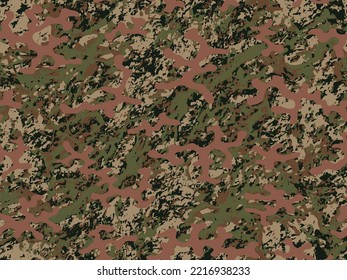 Dark Repeated Colorful Graphic Camouflage Art. Seamless Brown Graphic Vector Army Backdrop.  Khaki Seamless Color Vector Soldier Design. Repeated Green Graphic Combat Background. 