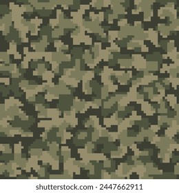 Textil militar gráfico colorido repetido oscuro. Textura de combate de píxeles de moda negra sin costuras.  Beige Repetida Arte Geométrico Moderno Del Camuflaje Del Vector Marrón. 