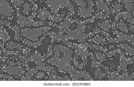 Dark Repeated Doted Graphic Art. Seamless Pattern Pastel Curvy Vector Wrapping. Monochrome Gray Seamless Ripple Graphic Print. Seamless Seamless Pattern