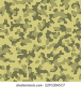 Dark Repeated Modern Graphic Camo Art. Seamless Brown Grunge Vector Commando Textile.  Black Repeated Fashion Pixel Camouflage Texture. Beige Digital Combat Wallpaper. 