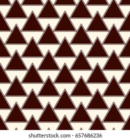 Dark repeated triangles on white background. Simple abstract wallpaper. Seamless surface pattern design with geometric figures. Modern style digital paper, textile print, page fill. Vector art