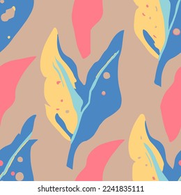 Dark Repeated Tropical Spring Garden Artwork Background. Purple Repetitive Color Fresh Foliage Textile Texture. Vibrant Continuous Nature Branch Ornament Wallpaper.