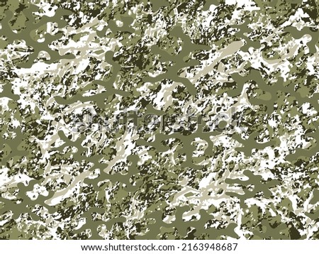 Dark Repeated War Vector Military Pattern. Seamless Green Color Graphic Camouflage Wallpaper.  Brown Repeated Abstract Vector Camo Texture. Seamless Desert Graphic Soldier Art. 
