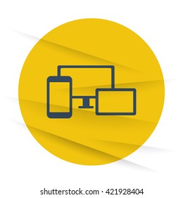 Dark Responsive Media Design icon label on wrinkled paper