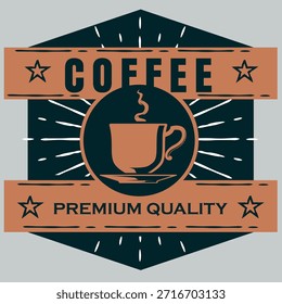 Plantilla oscura de la etiqueta del café retro con diseño poligonal plano