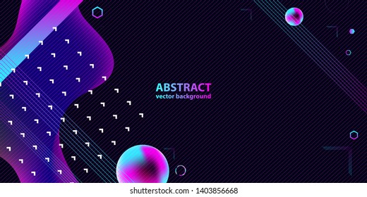 Dark retro futuristic art background cosmos new art 3d starry sky glowing galaxy and planets blue abstraction
