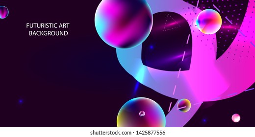 Dark retro futuristic art background cosmos starry sky glowing galaxy blue abstraction circles new art 3d