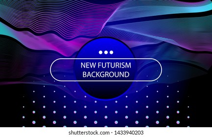 Dark retro futuristic art neon abstraction background cosmos new art 3d starry sky glowing galaxy and planets blue circles
