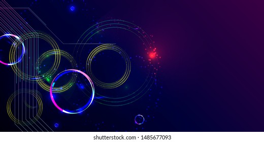 Dark retro futuristic art neon abstraction background cosmos 3d galaxy