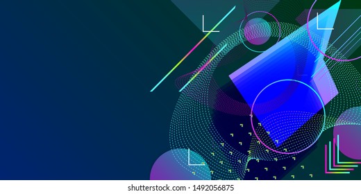 Dark retro futuristic art neon abstraction background cosmos new art 3d starry sky glowing galaxy and planets blue circles