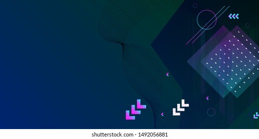 Dark retro futuristic art neon abstraction background cosmos new art 3d starry sky glowing galaxy and planets blue circles