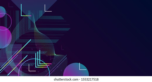 Dark retro futuristic art neon abstraction background cosmos new art 3d starry sky glowing galaxy