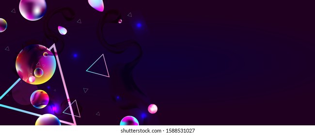 Dark retro futuristic art neon abstraction background cosmos new art 3d starry