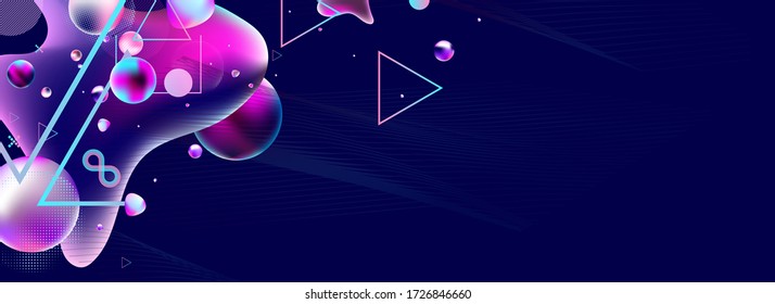 Dark retro futuristic art neon abstraction background cosmos new art 3d starry sky glowing galaxy and planets blue circles