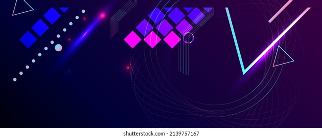 Dark retro futuristic art neon abstraction background cosmos new art 3d starry sky glowing galaxy and planets blue circles
