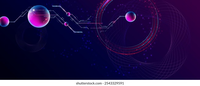 Escuro retro futurista arte neon abstração fundo cosmos nova arte 3d céu estrelado brilhante galáxia e planetas círculos azuis