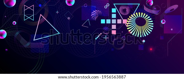 Dark\
retro futuristic art neon abstraction background cosmos new art 3d\
starry sky glowing galaxy and planets blue\
circles