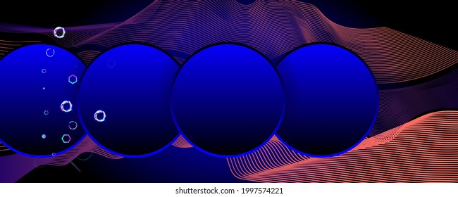 Dark retro futuristic cyberpunk elements abstraction background cosmos synthwave vaporwave retrowave glitch circle with blue and pink glows