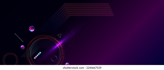 Dark retro futuristic cyberpunk elements abstraction background cosmos synthwave vaporwave retrowave glitch circle with blue and pink glows