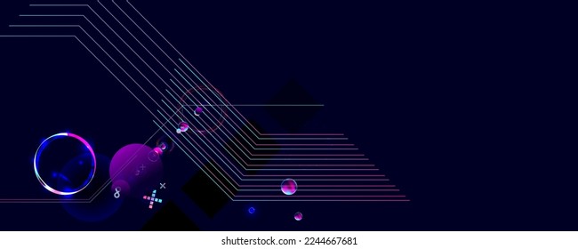 Retro oscuro futurista elementos ciberpunk abstracción fondo cosmos sintetizar vaporwave retrowave glitch círculo con brillo azul y rosa