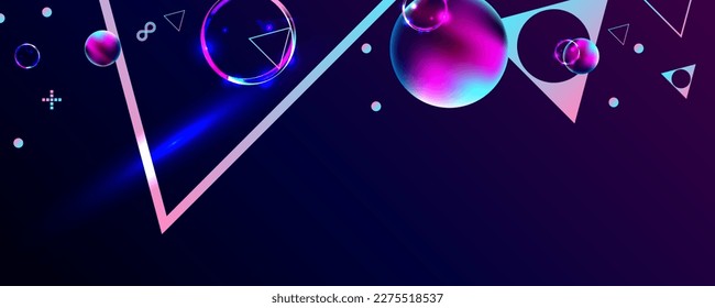 Dark retro futuristic cyberpunk elements abstraction background cosmos synthwave vaporwave retrowave glitch circle with blue and pink glows