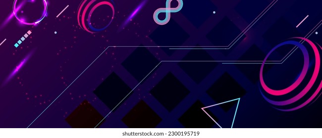 Retro oscuro futurista elementos ciberpunk abstracción fondo cosmos sintetizar vaporwave retrowave glitch círculo con brillo azul y rosa