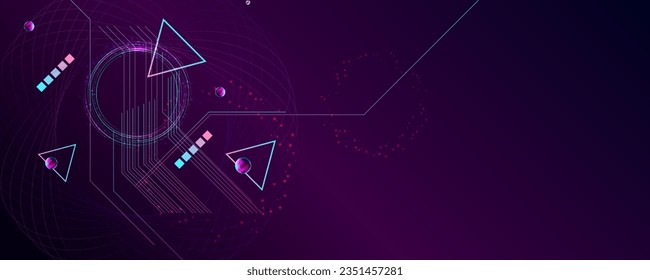 Retro oscuro futurista elementos ciberpunk abstracción fondo cosmos sintetizar vaporwave retrowave glitch círculo con brillo azul y rosa